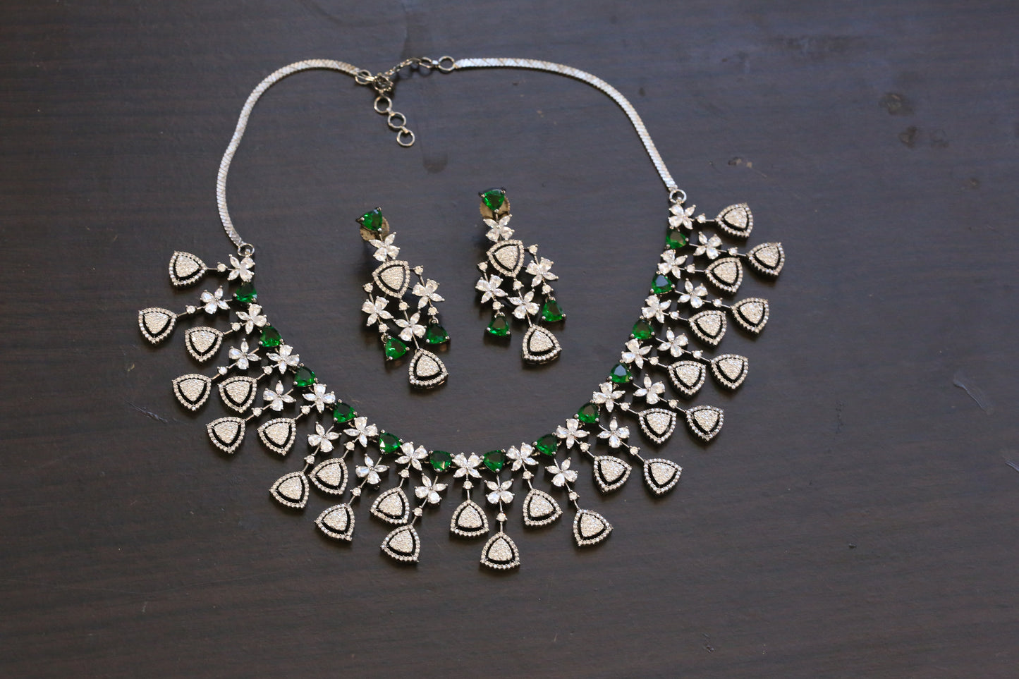 Next To Real Diamond CZ Necklace Set - Victorian
