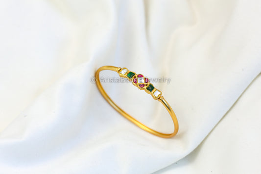 Dainty Jadau Bracelet (Openable) - Green Ruby Clear
