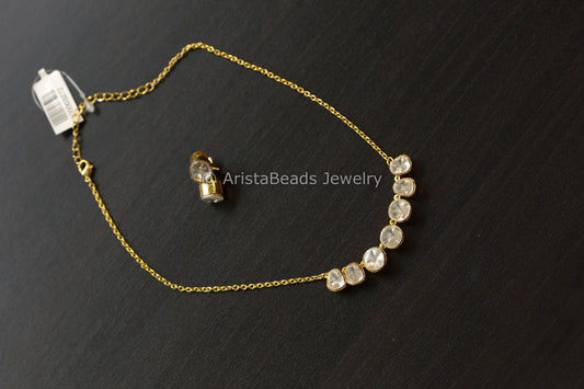 Dainty Uncut Polki Necklace Set (102-49)
