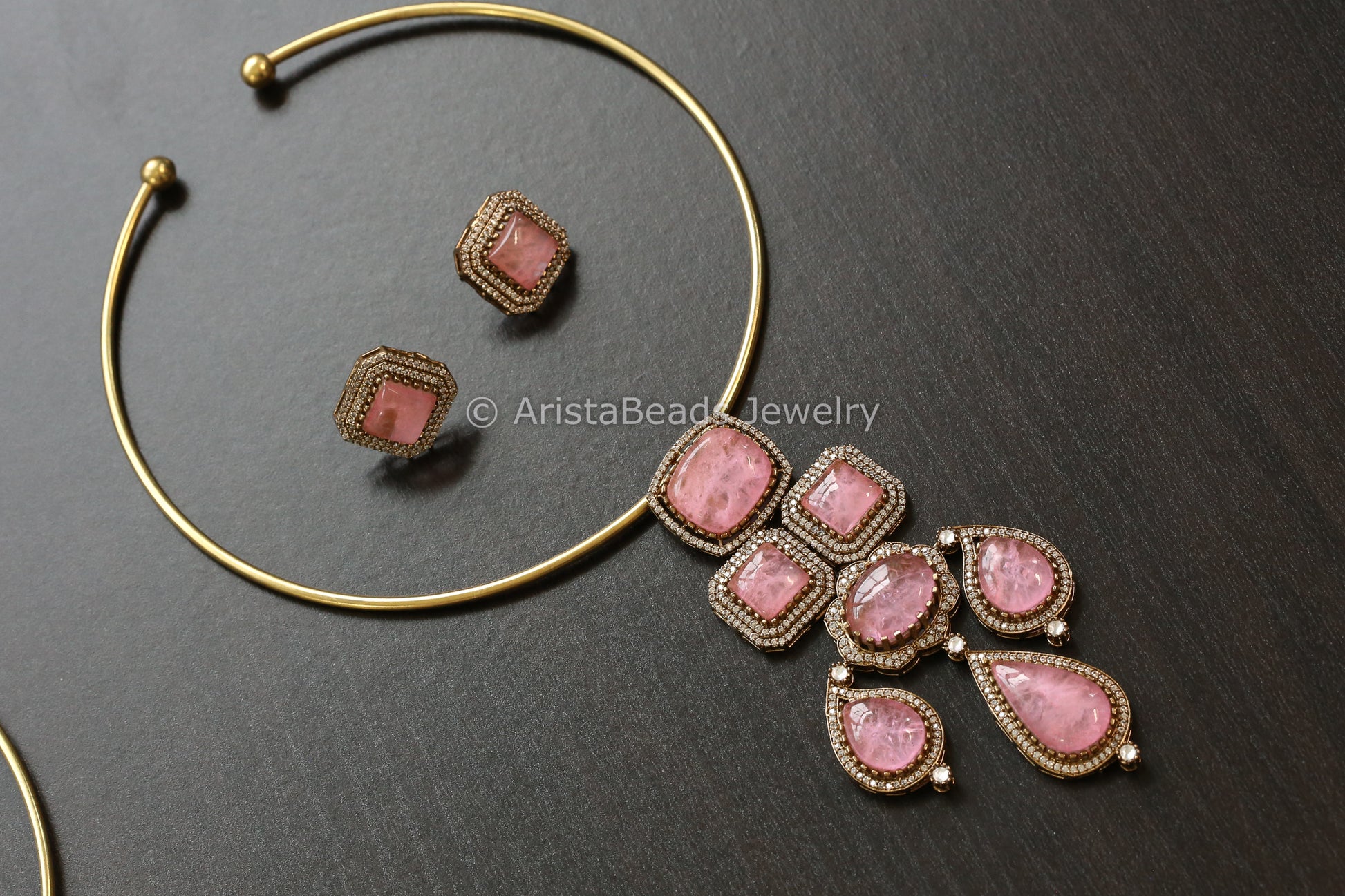 Removable Pink Pota Doublet Pendant Hasli Set (103-13)