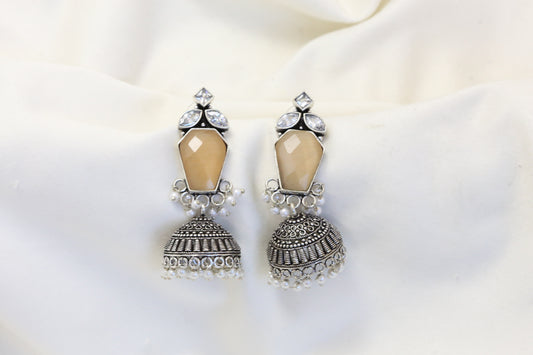 Anara Oxidized Jhumka - Peach