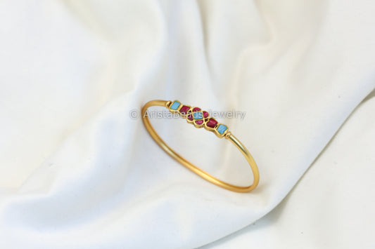 Dainty Jadau Bracelet (Openable) - Ruby Turquoise