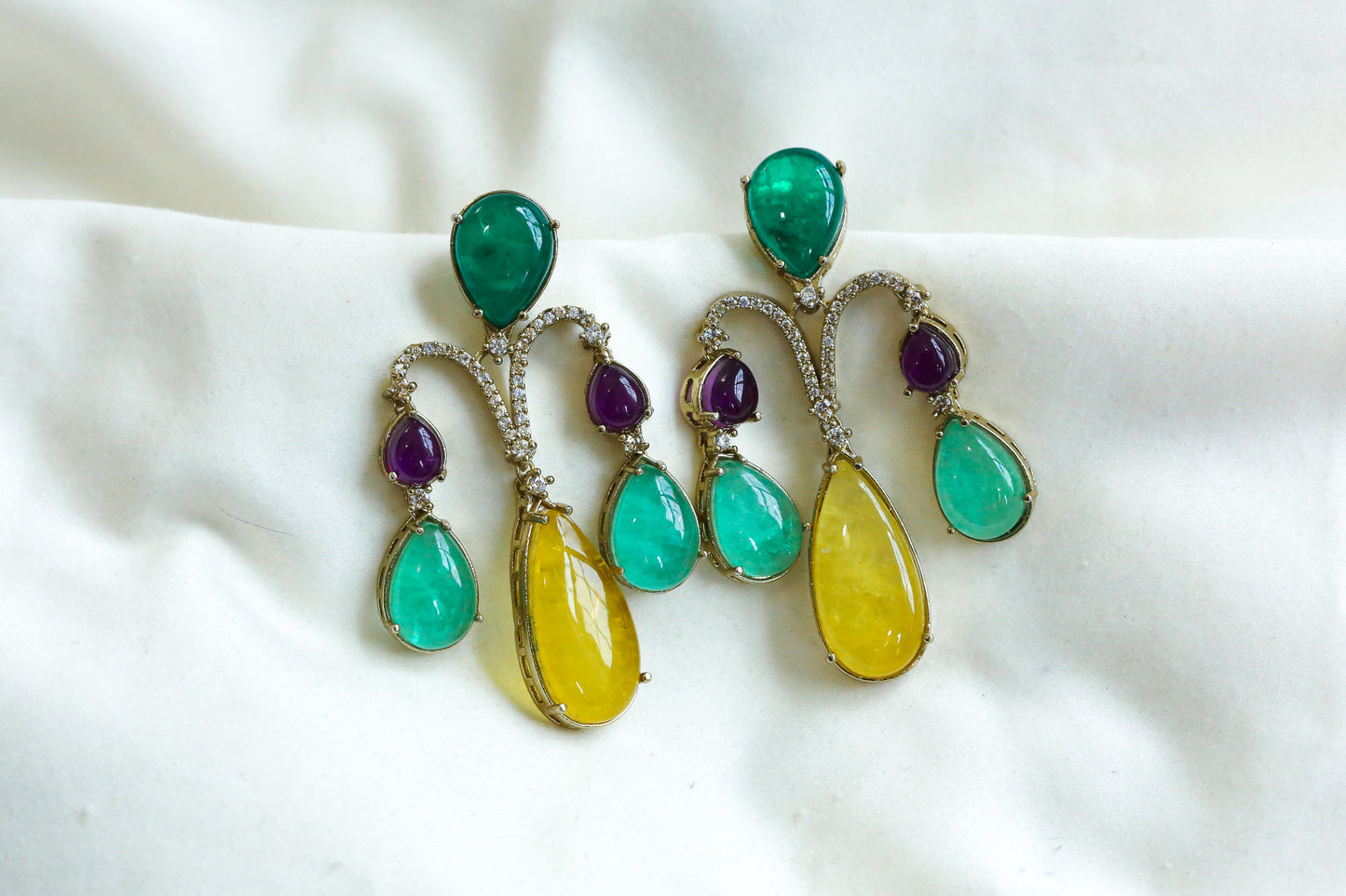 Premium Doublet & CZ Earrings -Multi (101-30)