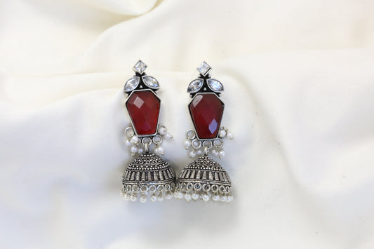 Anara Oxidized Jhumka -Red