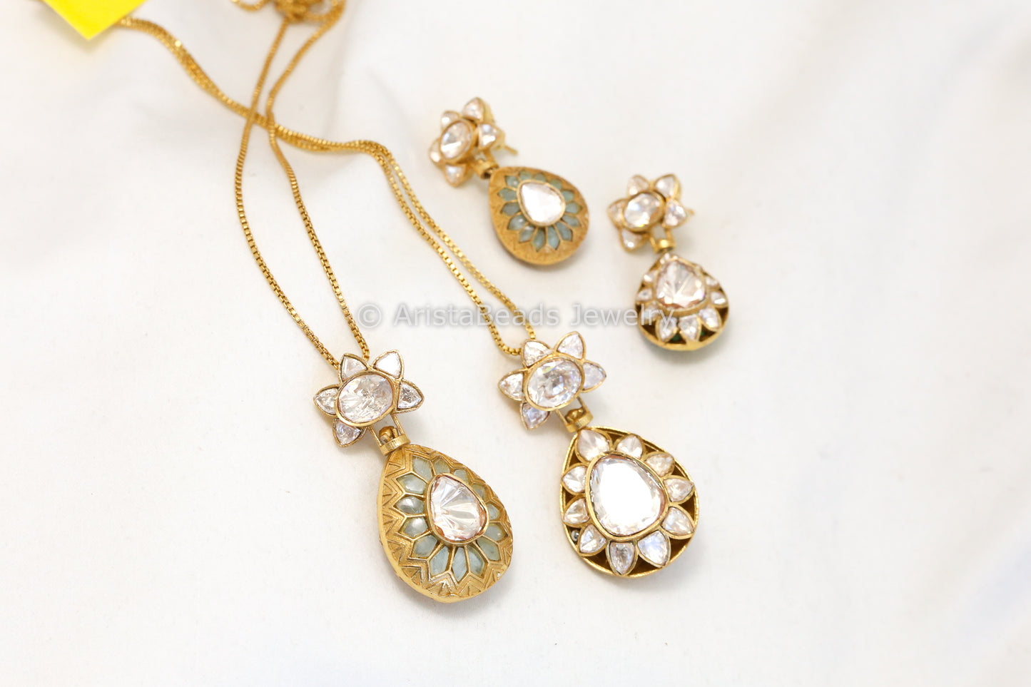 Reversible Real Moissanite Necklace Set (ABJ-N101-22)