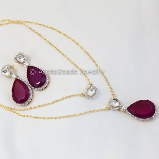 Dark Purple Doublet & Uncut Polki Set (ABJ-N101-57)