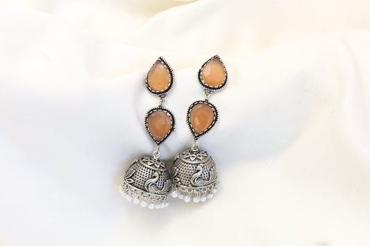 Rayna Oxidized Jhumka - Orange