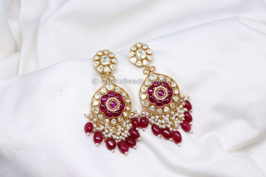 Aalam Real Moissanite Chandbaali - Ruby