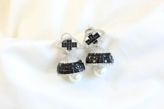 Sumati Invisible Settings Jhumka -Black (101-41)
