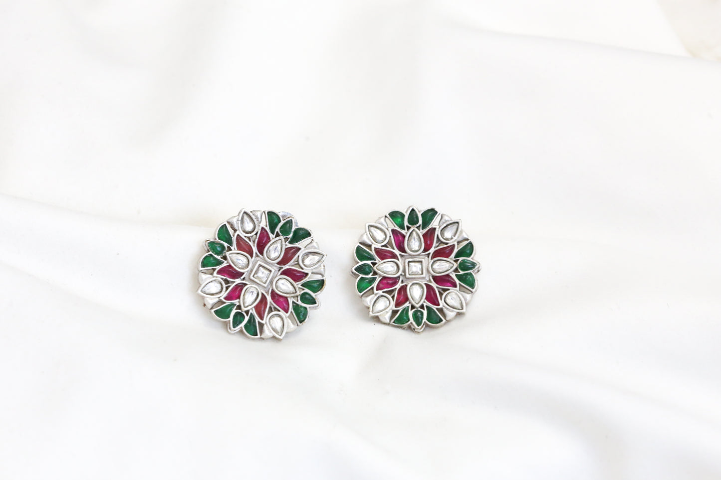 Simran Kundan Studs -Ruby Green
