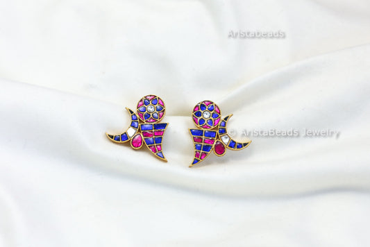 Aadya Contemporary Jadau Earrings - Blue