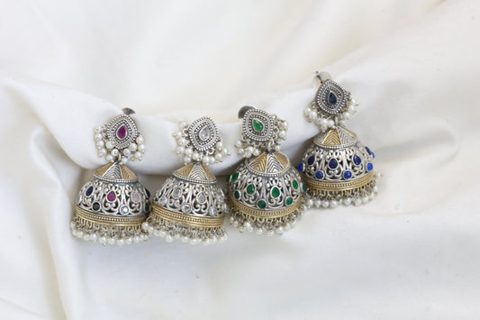 Dual Tone Pearl Jhumka (Colors Available)