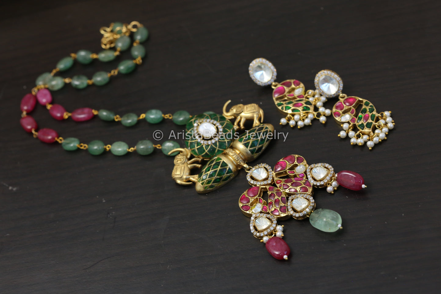 Multicolor Fusion Jadau & Moissanite Necklace