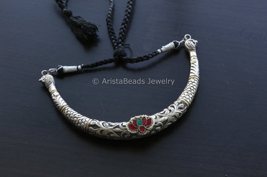 Nakshi Jadau Kundan Designer Hasli - Ruby Turquoise