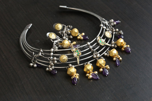 Dual Tone Fusion Kundan Hasli Set (ABJ-N101-96)