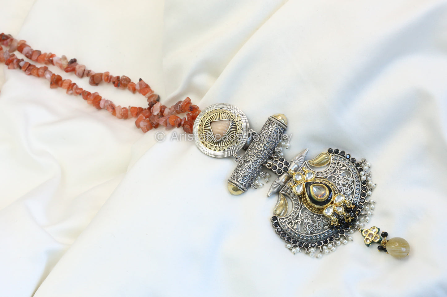 Sitara Oxidized Kundan Necklace Set (T102-22)
