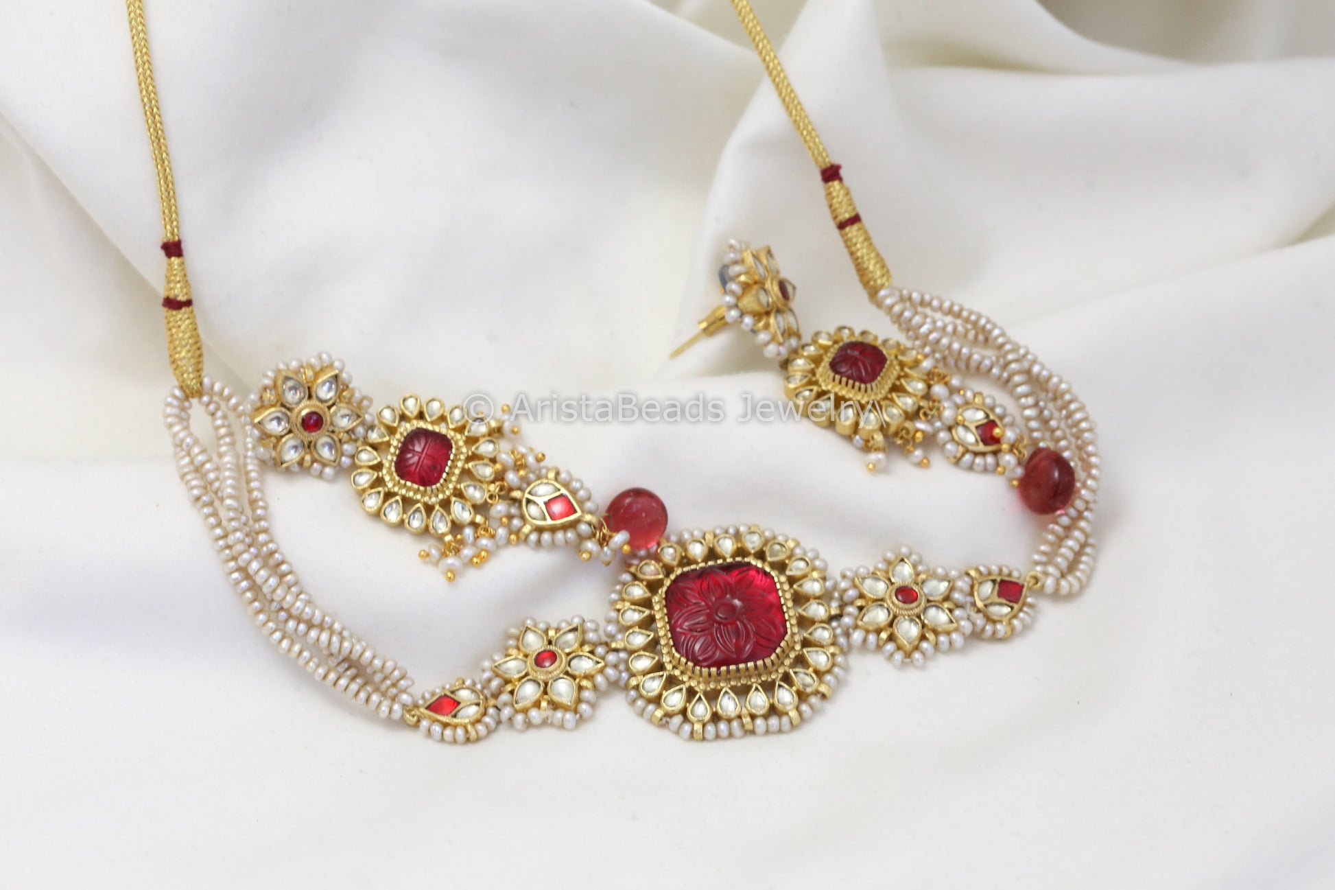 Real Keshi Pearls & Fine Jadau Kundan Necklace Set