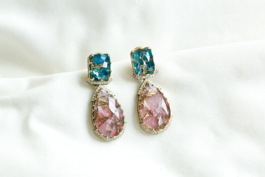 Premium Marble Doublet & CZ Earrings (101-27)