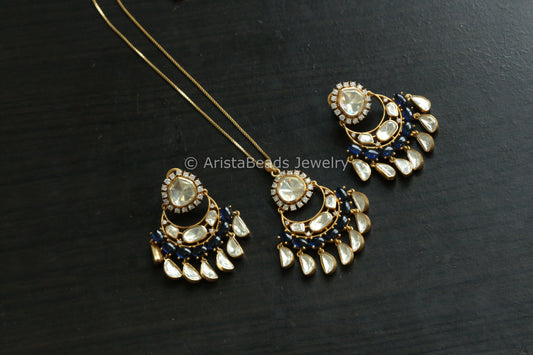 Real Moissanite Blue Pota Pendant Set