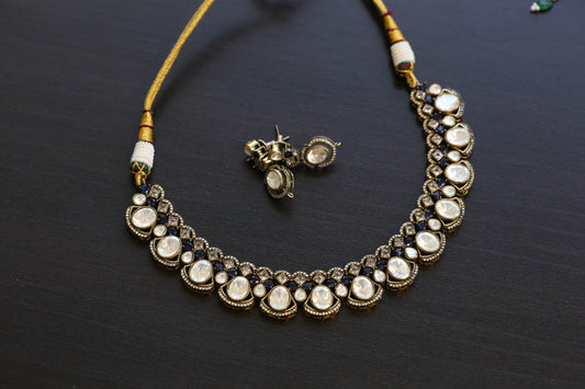 Uncut Polki CZ & Blue Pota Set (103-65)