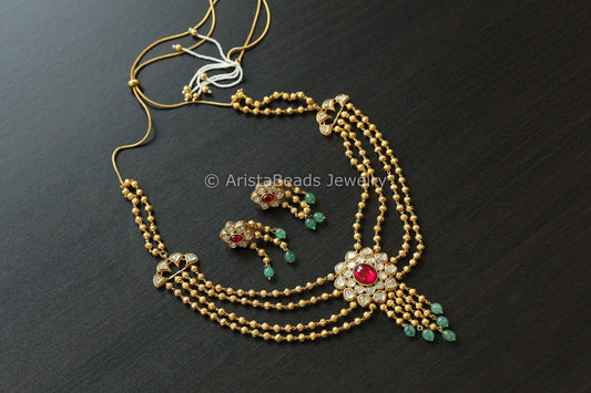 Next To Real Uncut Polki  Necklace Set (102-61)