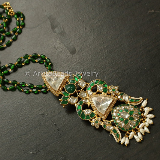 Removable Moissanite & Jadau Pendant Necklace (ABJ-N101-73)