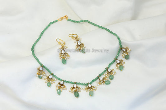 Dainty CZ Polki Chain Set - Fluorite