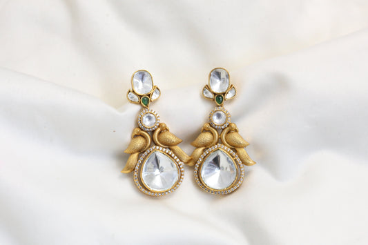 Uncut Polki Kundan Earrings - Green