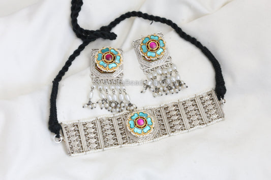 Jadau Fusion Choker Set - Blue