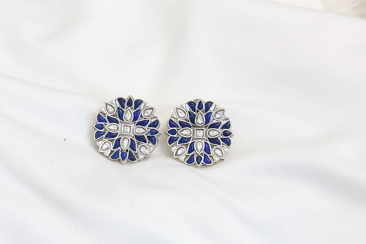 Simran Kundan Studs - Blue