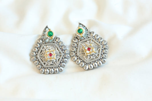 Anuja Green Silver Tone Chandbaali - ABJOC-02