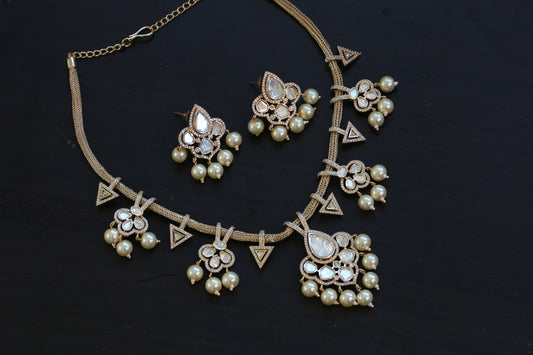 Contemporary Polki Uncut Kundan Set - Pearl