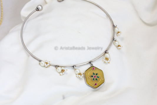 Alia Inlay Kundan Hasli Necklace - Yellow