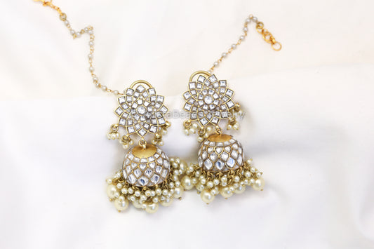 Sahana Antique Gold Jadau Kundan Jhumka -Clear