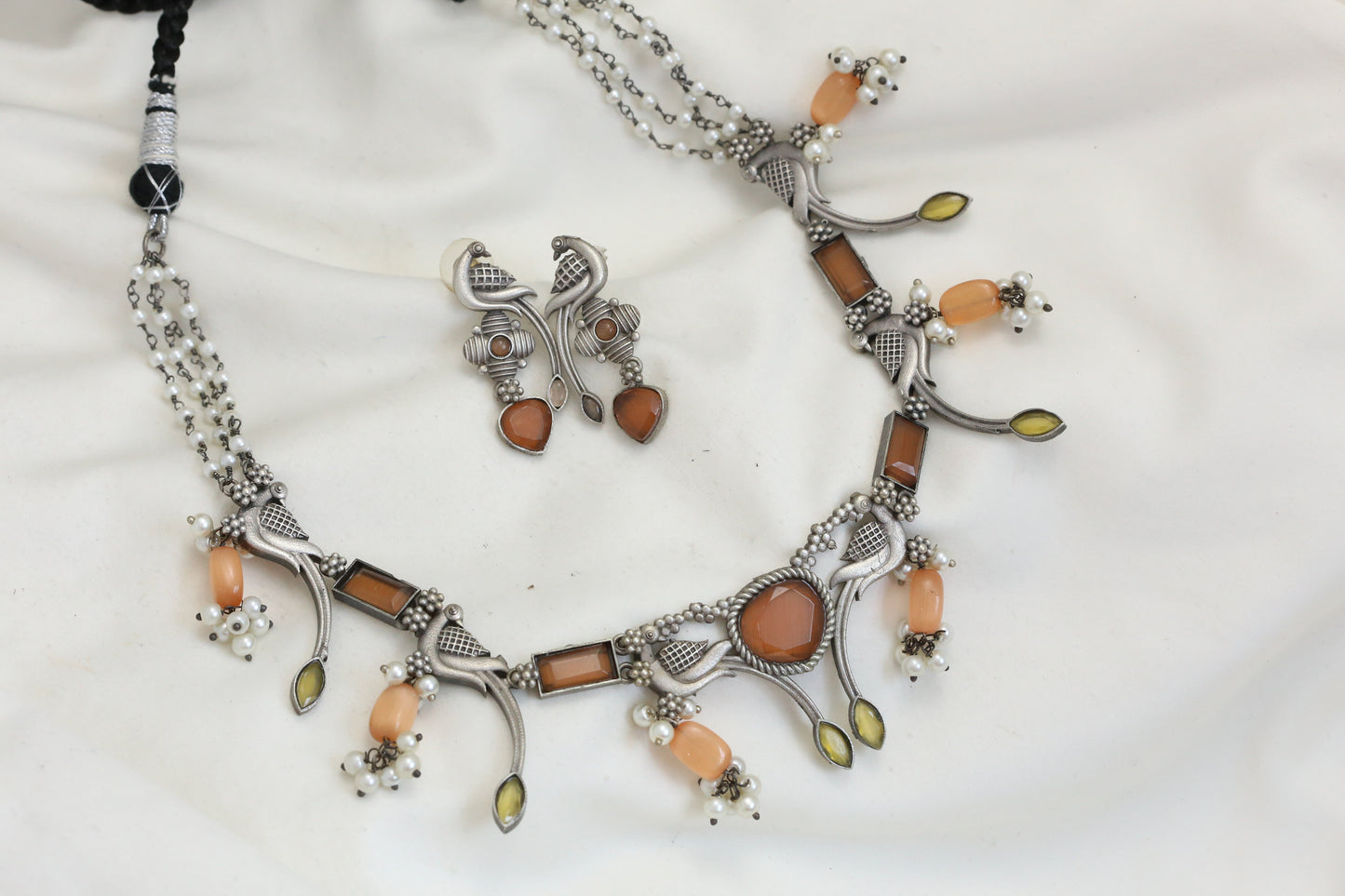Orange Yellow Monalisa Stone Necklace Set
