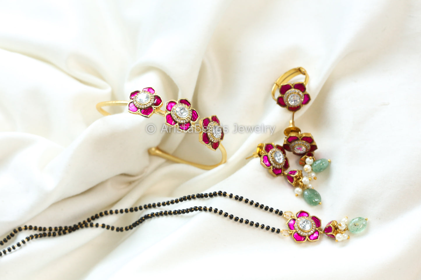 Ruby Jadau Kundan Necklace Set (ABJ-N101-83)