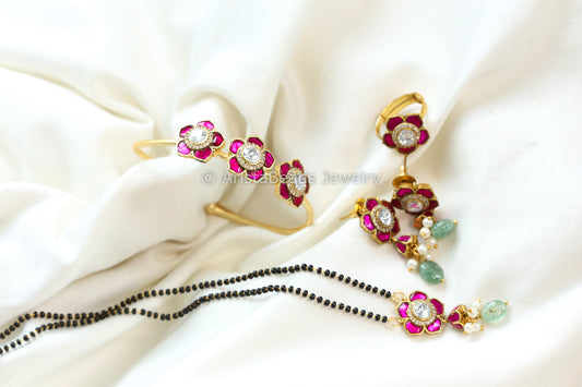 Ruby Jadau Kundan Necklace Set (ABJ-N101-83)