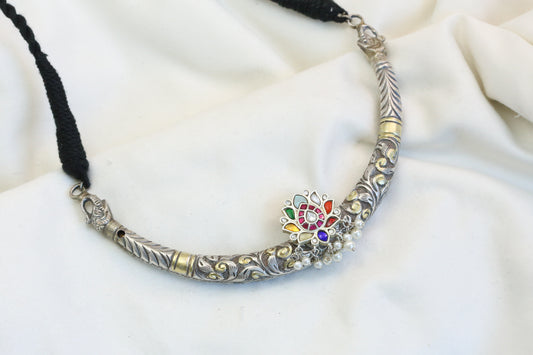 Carved Nakshi Fusion Hasli Necklace (T102-28)