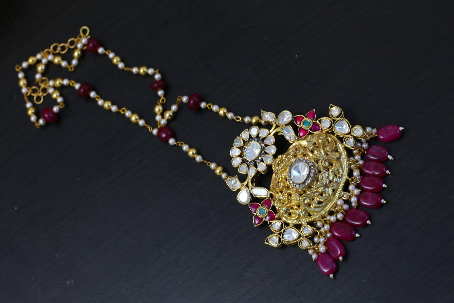 Moissanite & Fusion Jadau Kundan Nakshi Necklace