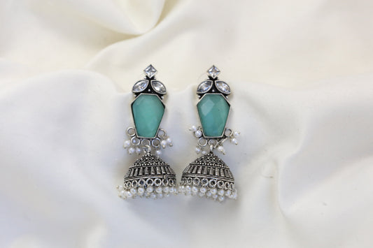 Anara Oxidized Jhumka - Mint
