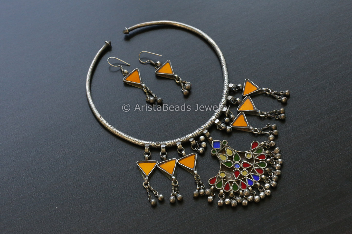 Real Glass Oxidized Hasli Set (T102-13)