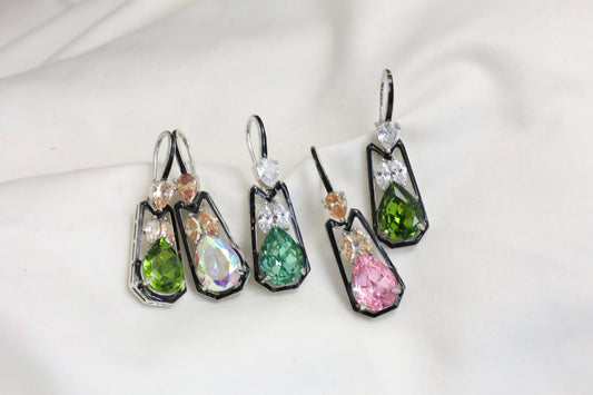 Enamel & Austrian Crystal Earrings