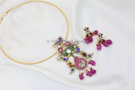 Handmade Multicolor Jadau Necklace