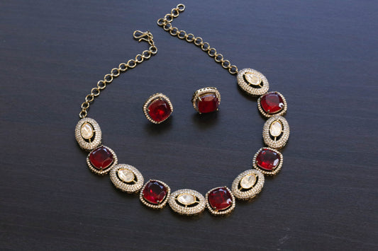 Real Moissanite & Red Doublet Set  (103-62)