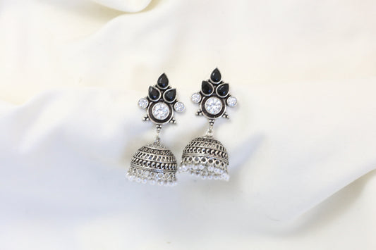 Karnika Oxidized Jhumka - Black