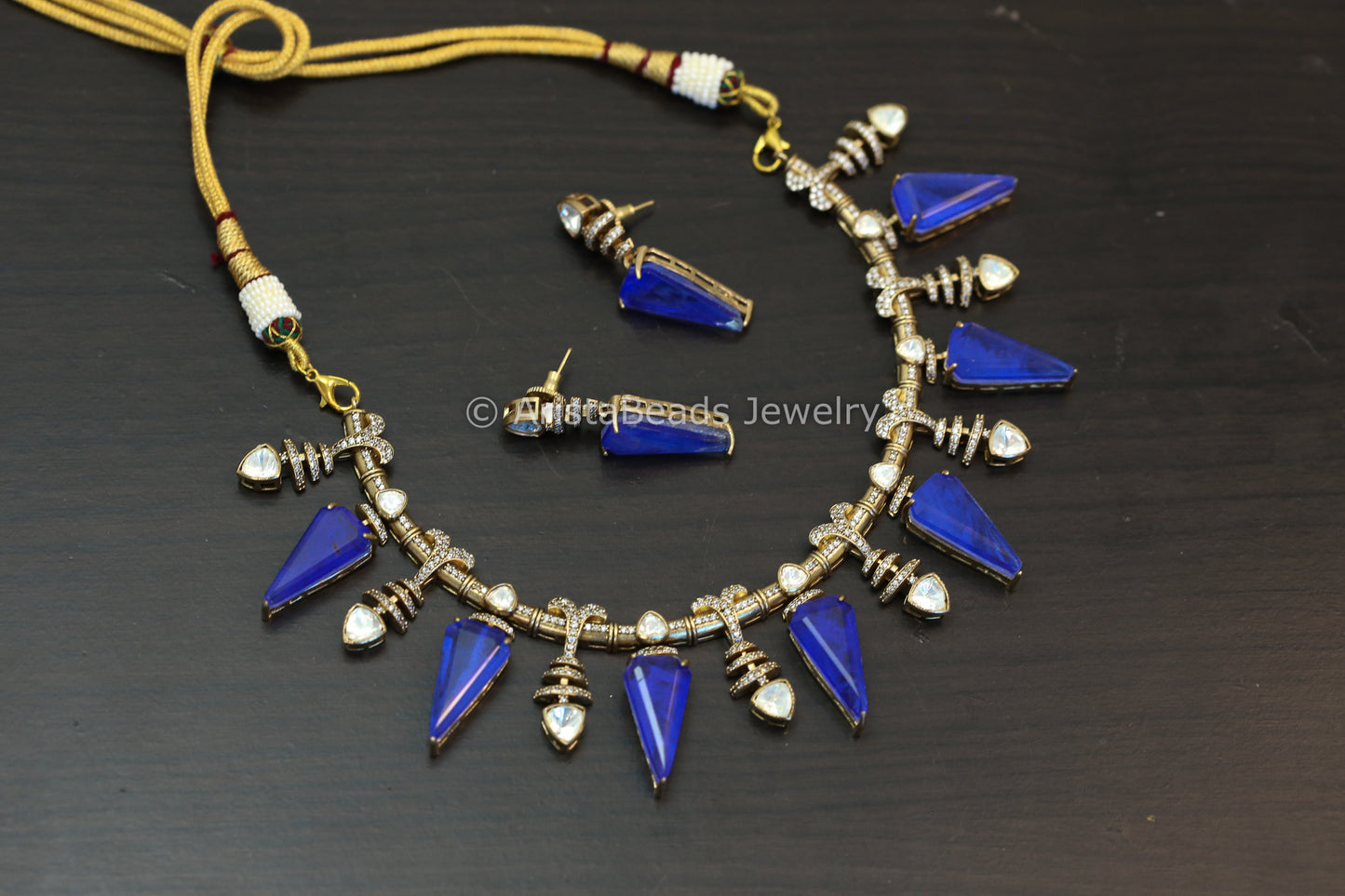 Premium Blue Doublet & Moissanite Set (102-98)