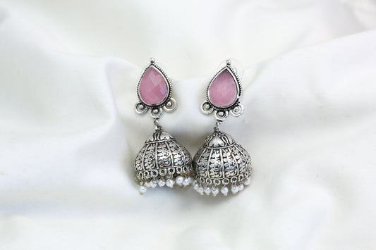 Meera Pink Stone Jhumka  - ABJOC-12