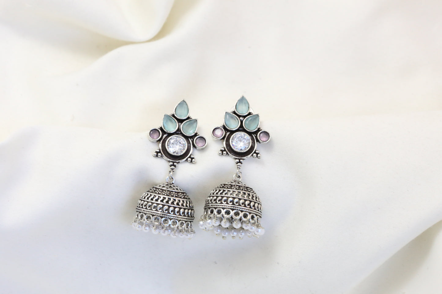 Karnika Oxidized Jhumka - Pastel