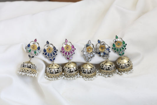 Dual Tone CZ Jhumka (Colors Available)