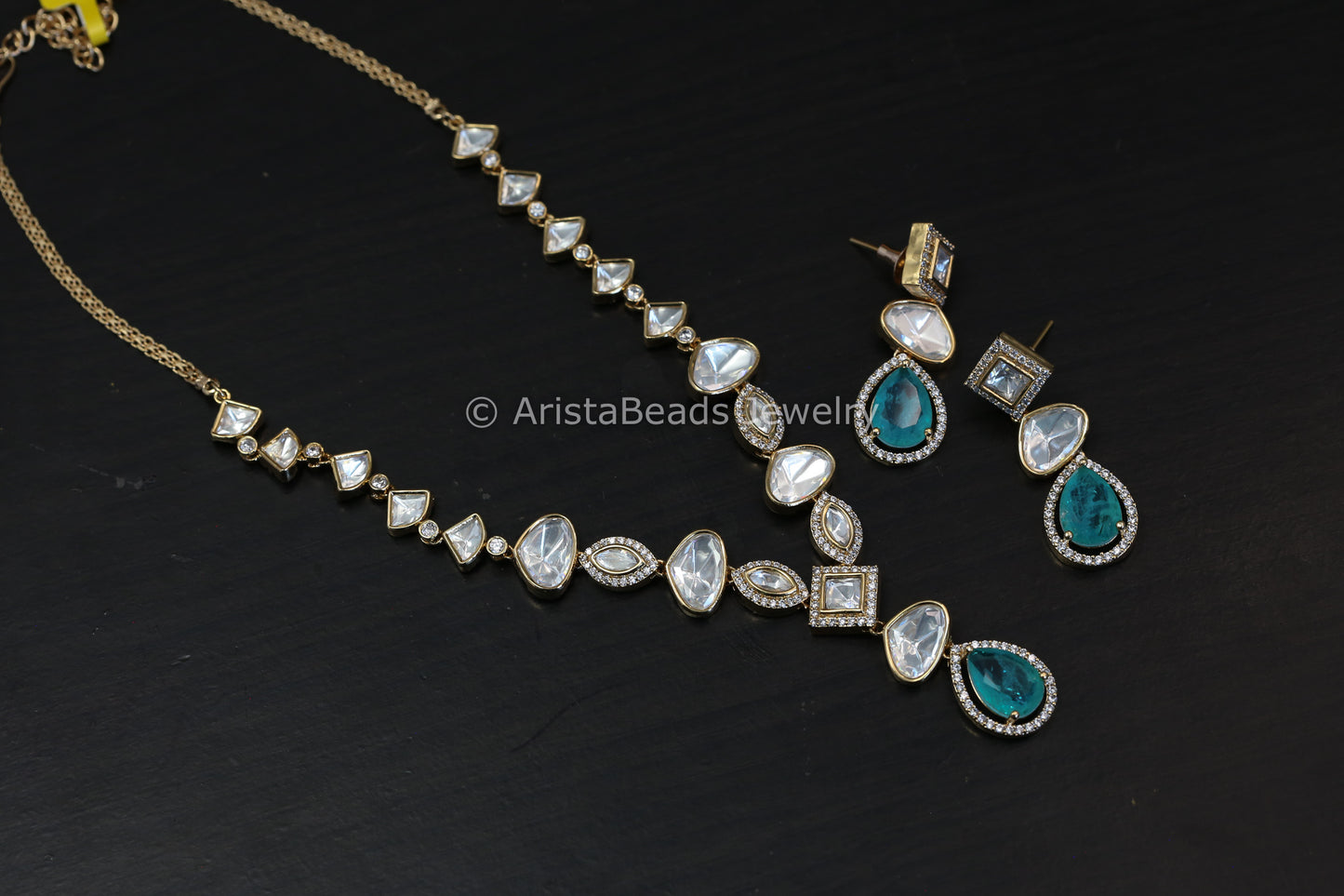 Aqua Doublet & Uncut Polki Set (102-31)